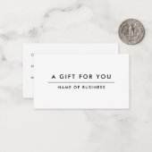 White Minimalistisch Modern Gift Certificate Mitteilungskarte (Vorderseite/Rückseite Beispiel)