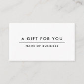 White Minimalistisch Modern Gift Certificate Mitteilungskarte (Vorderseite)