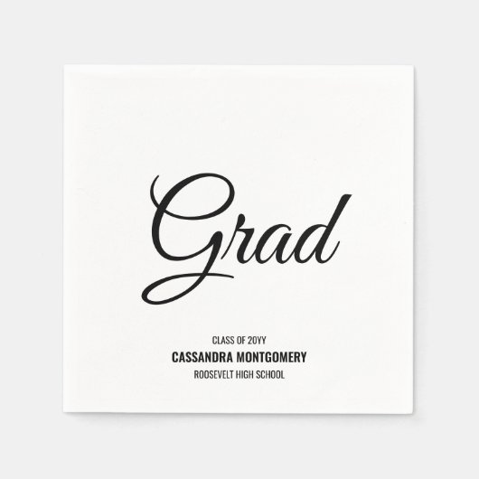 White Minimalistisch Modern Graduation Party Serviette (Vorderseite)