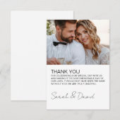 White Minimalistisch Modern Script Wedding Dankeskarte (Vorne/Hinten)