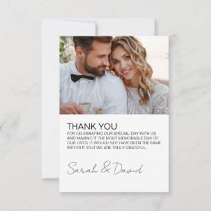White Minimalistisch Modern Script Wedding Dankeskarte
