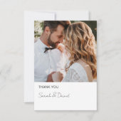 White Minimalistisch Modern Script Wedding Dankeskarte (Vorderseite)