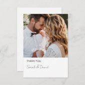 White Minimalistisch Modern Script Wedding Dankeskarte (Vorne/Hinten)