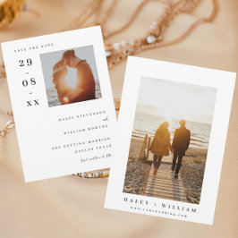 White Minimalistisch Simple Foto Save the Date Einladung