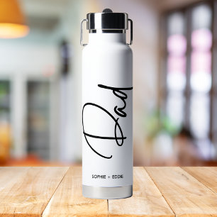 White Minimalistisch Vater Script Typografy Famili Trinkflasche