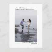White Minimalistisch Wedding Foto Save the Date Ankündigungspostkarte (Vorderseite)