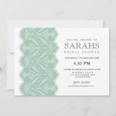White & Mint Filigree Lace Brautparty laden Einladung (Vorderseite)