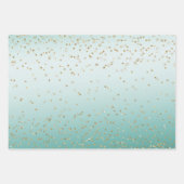White Mint Gold Glitz Sparkle Streifen Leopard     Geschenkpapier Set (Vorderseite)