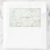 White Mint Green Gold Gray Marble Vip Rechteckiger Aufkleber (Tasche)