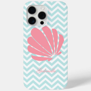White Mint & Pink Zigzag Muster Seashell iPhone 15 Pro Max Hülle