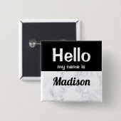 White mit Black Hello Individuelle Name Tag Button (Vorne & Hinten)