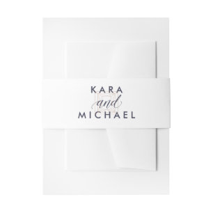 White mit Midnight Blue Calligraphy und Diamond Einladungsbanderole