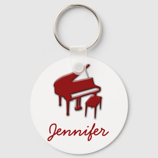 White mit Red Piano Name Monogram Student Geschenk Schlüsselanhänger (Vorderseite)