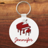 White mit Red Piano Name Monogram Student Geschenk Schlüsselanhänger (Vorderseite)