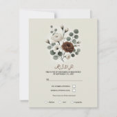White Mocha Cream Modern Floral Wedding RSVP Einladung (Vorderseite)