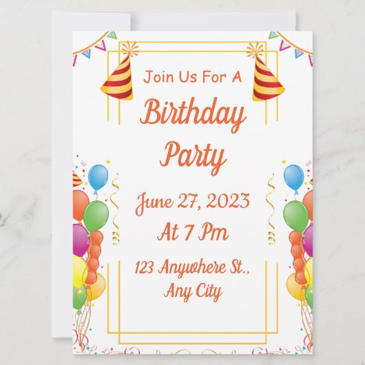 White Modern Birthday Party Einladung (Vorderseite)