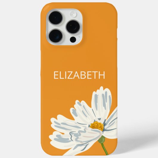 White Modern Blume Personalize Name Case-Mate iPhone Hülle (Rückseite)
