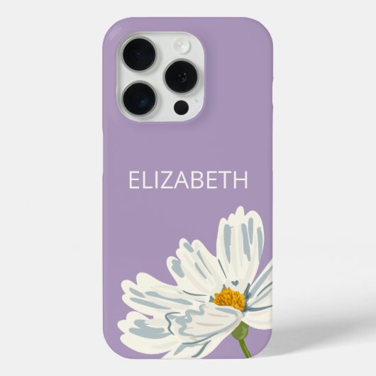 White Modern Blume Personalize Name Case-Mate iPhone Hülle (Rückseite)