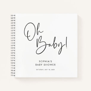 White Modern Boho Gender Neutral Baby Duwer Guest Notizblock