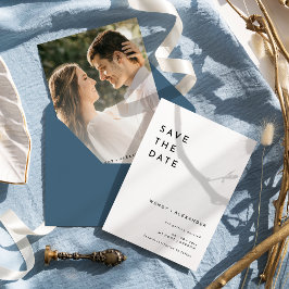 White Modern Bold Foto Wedding Save The Date
