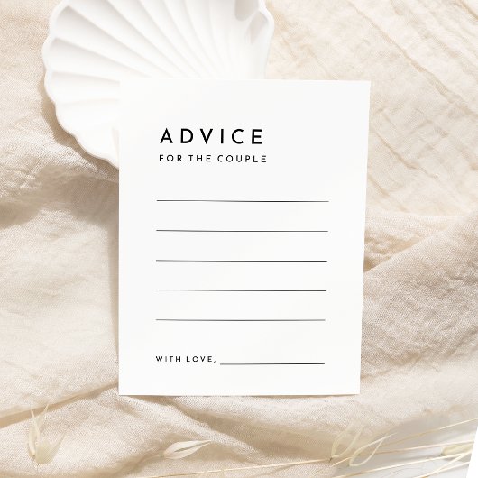 White Modern Bold Wedding Advice Card Hinweiskarte