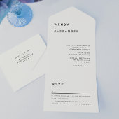 White Modern Bold Wedding All In One Einladung