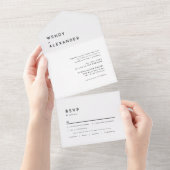 White Modern Bold Wedding All In One Einladung (Abreißen)