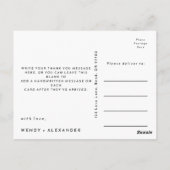White Modern Bold Wedding Danke Postcard Postkarte (Rückseite)
