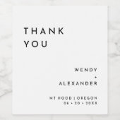 White Modern Bold Wedding Danke Weinetikett (Einzelnes Label)