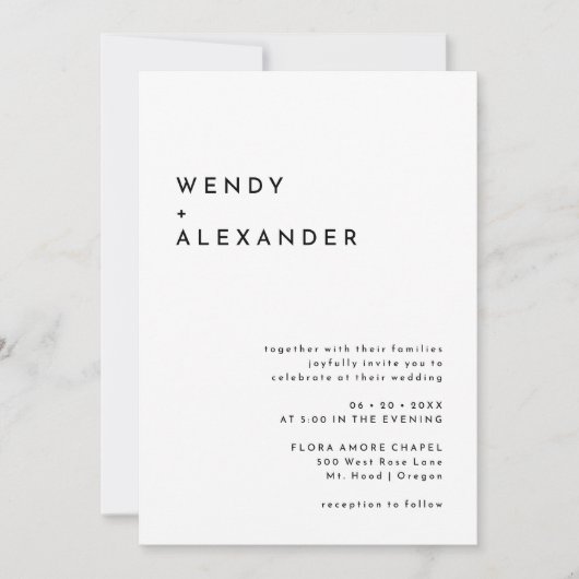 White Modern Bold Wedding Einladung (Vorderseite)