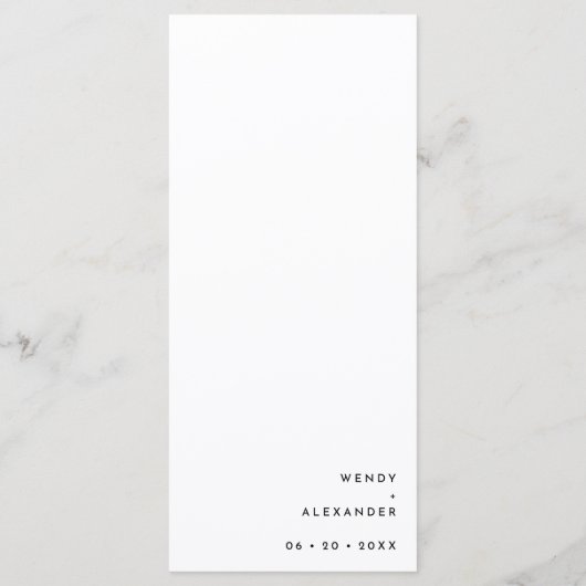 White Modern Bold Wedding Flat Menükarte (Rückseite)