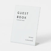 White Modern Bold Wedding Guest Book Sockelschild (Vorderseite)