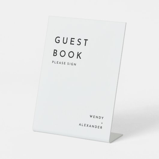 White Modern Bold Wedding Guest Book Sockelschild (Vorderseite)