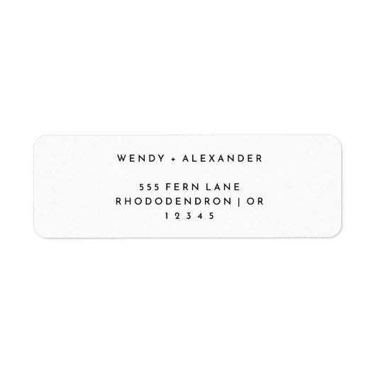 White Modern Bold Wedding Return Label (Vorne)
