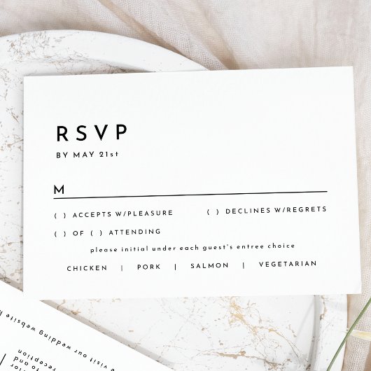 White Modern Bold Wedding RSVP Response Card Karte