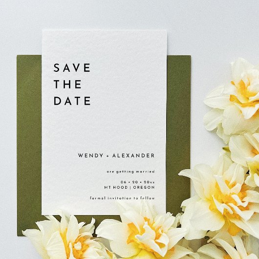 White Modern Bold Wedding Save The Date