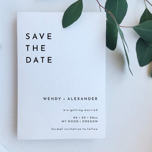White Modern Bold Wedding Save The Date