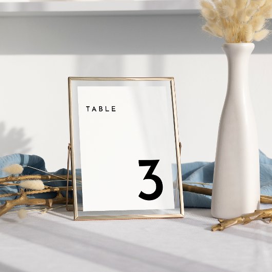 White Modern Bold Wedding Tischnummer Card