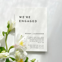 White Modern Bold Wir sind Verlobte Engagement Par