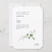 White Modern Botanical Foliage Ticket Wedding Einladung (Vorderseite)