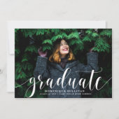 White Modern Calligraphy Foto Abschluss Einladung (Vorderseite)