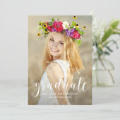 White Modern Calligraphy Foto Abschluss Einladung (Stehend Vorderseite)