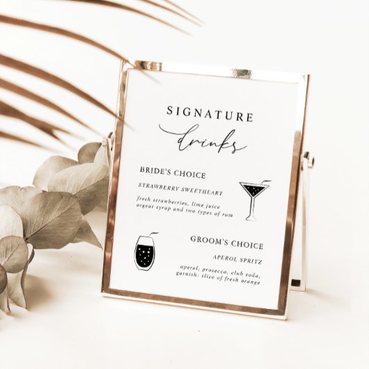 White Modern Calligraphy Signature Drinks Zeichen