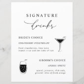 White Modern Calligraphy Signature Drinks Zeichen (Vorderseite)