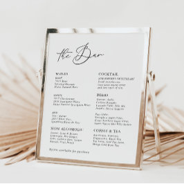 White Modern Calligraphy Wedding Bar Menu