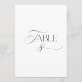White Modern Classic Calligraphy Table Number Einladung (Vorderseite)