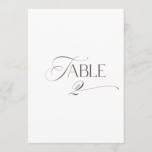 White Modern Classic Calligraphy Table Number Einladung (Vorderseite)