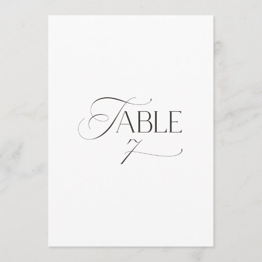 White Modern Classic Calligraphy Table Number Einladung (Vorderseite)