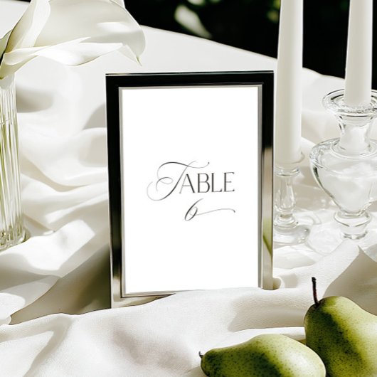 White Modern Classic Calligraphy Table Number Einladung