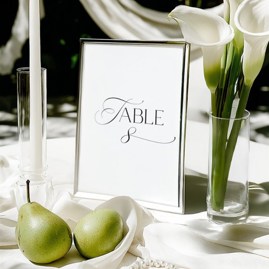 White Modern Classic Calligraphy Table Number Einladung